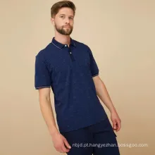 Camisa de pólo de corda de corante de fio masculino